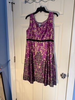 Purple Patterned Sleeveless Dress